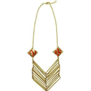 Boho Necklace in Coral and Gold - NEW